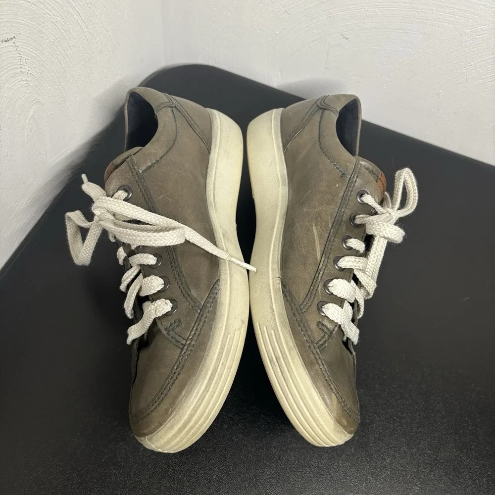 Ecco Men's Soft 7 Brown/Green Leather Low Top Lace-Up Sneakers Shoes Sz 39/5-5.5